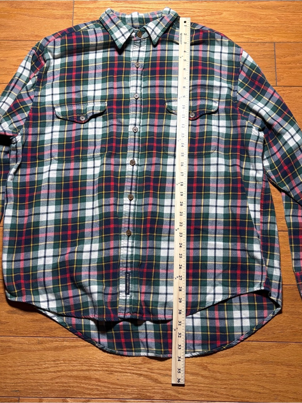 Vintage Y2K, Abercrombie and Fitch Classic Green Plaid Men's Flannel Shirt - Picture 5 of 7